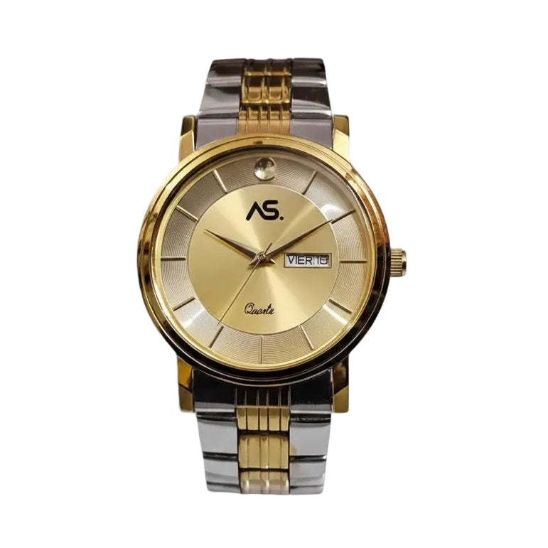 Ashoka's Premium Silver Golden Double Tone Day/Date watch for Mens