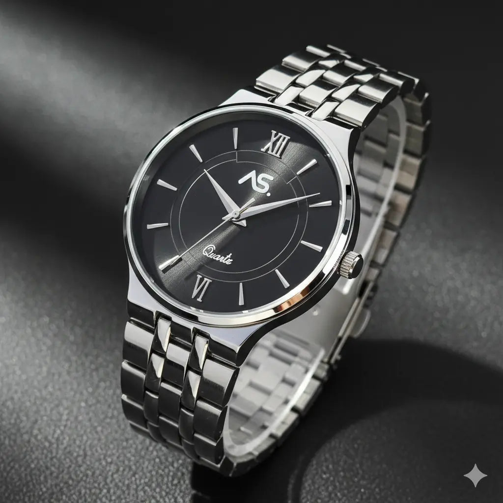 Ashoka Elite Noir – Professional Silver Day - Date Watch / Professional Silver Watch - Ashoka Watch Company