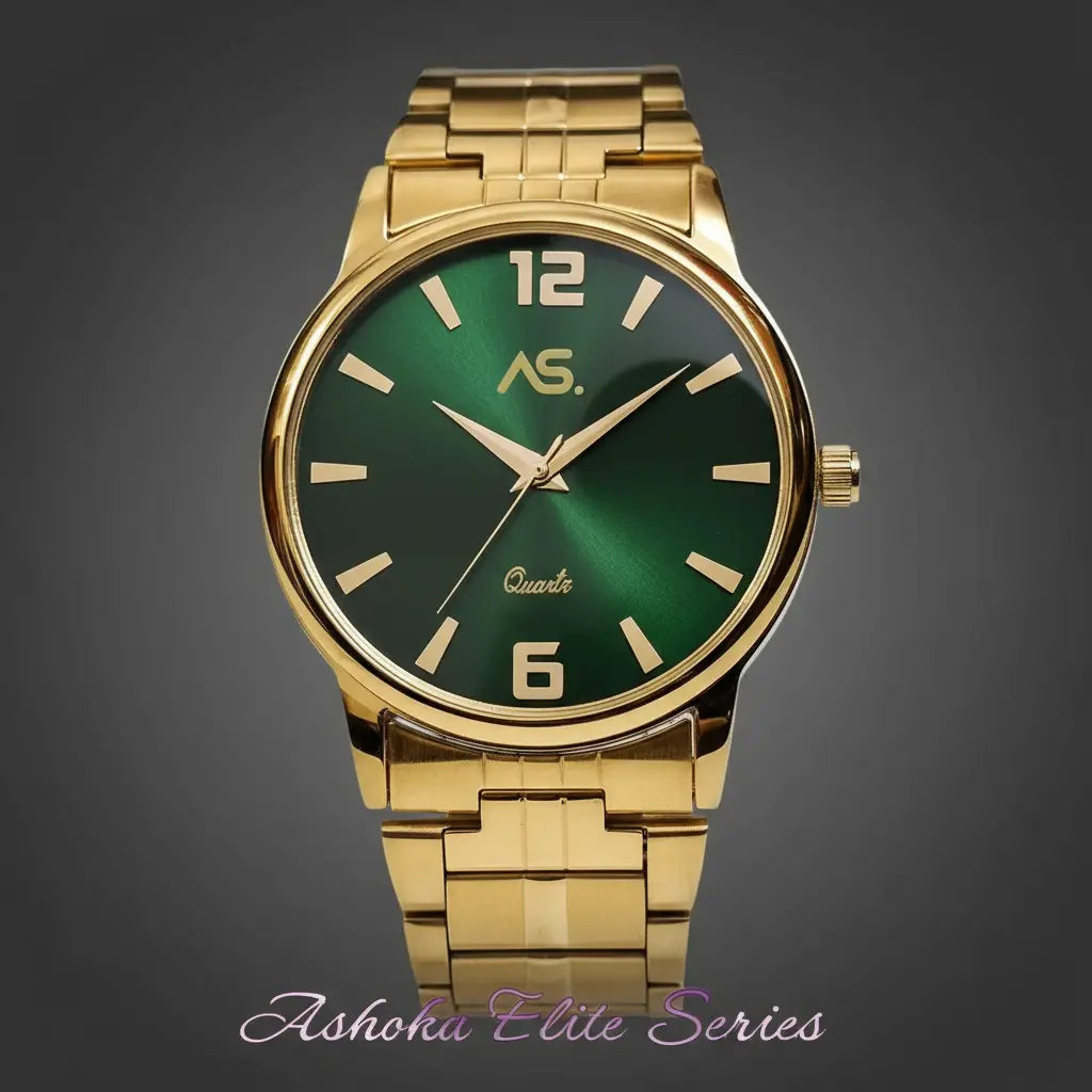 💚 Ashoka Elite Series – Green & Gold Edition - Ashoka Watch Company