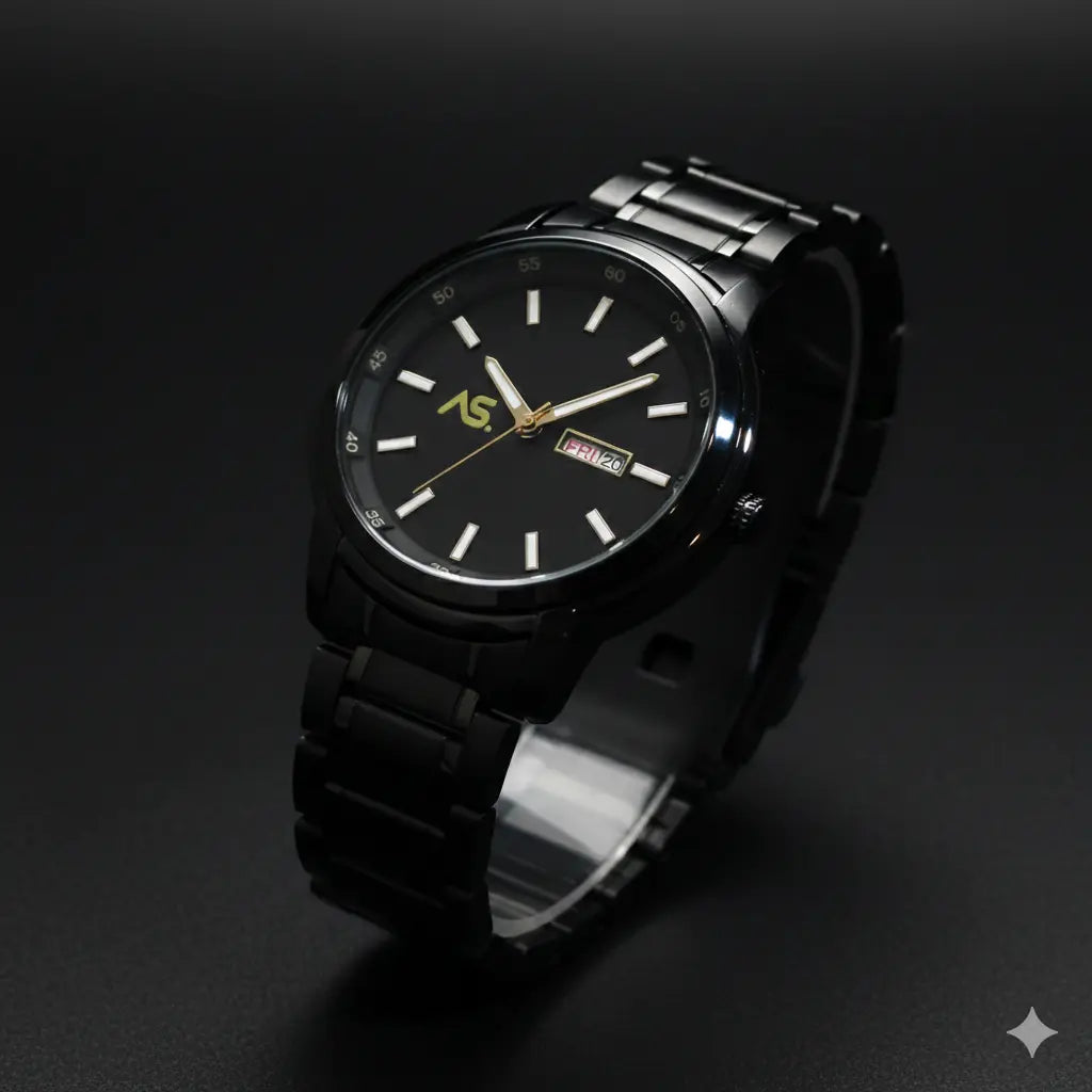 Ashoka "Stealth Executive" – All - Black Minimalist Day - Date Watch - Ashoka Watch Company
