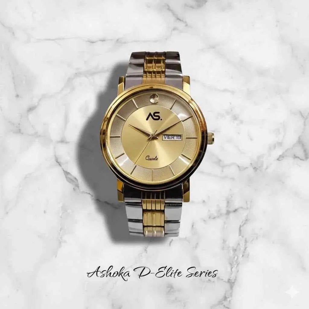 Ashoka's Premium Silver Golden Double Tone Day/Date watch for Mens - Ashoka Watch Company