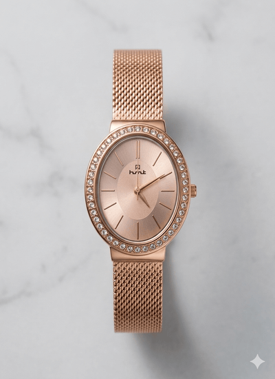 Classic Gold - Tone HMT Women’s Watch with Crystal - Accented Bezel - Ashoka Watch Company