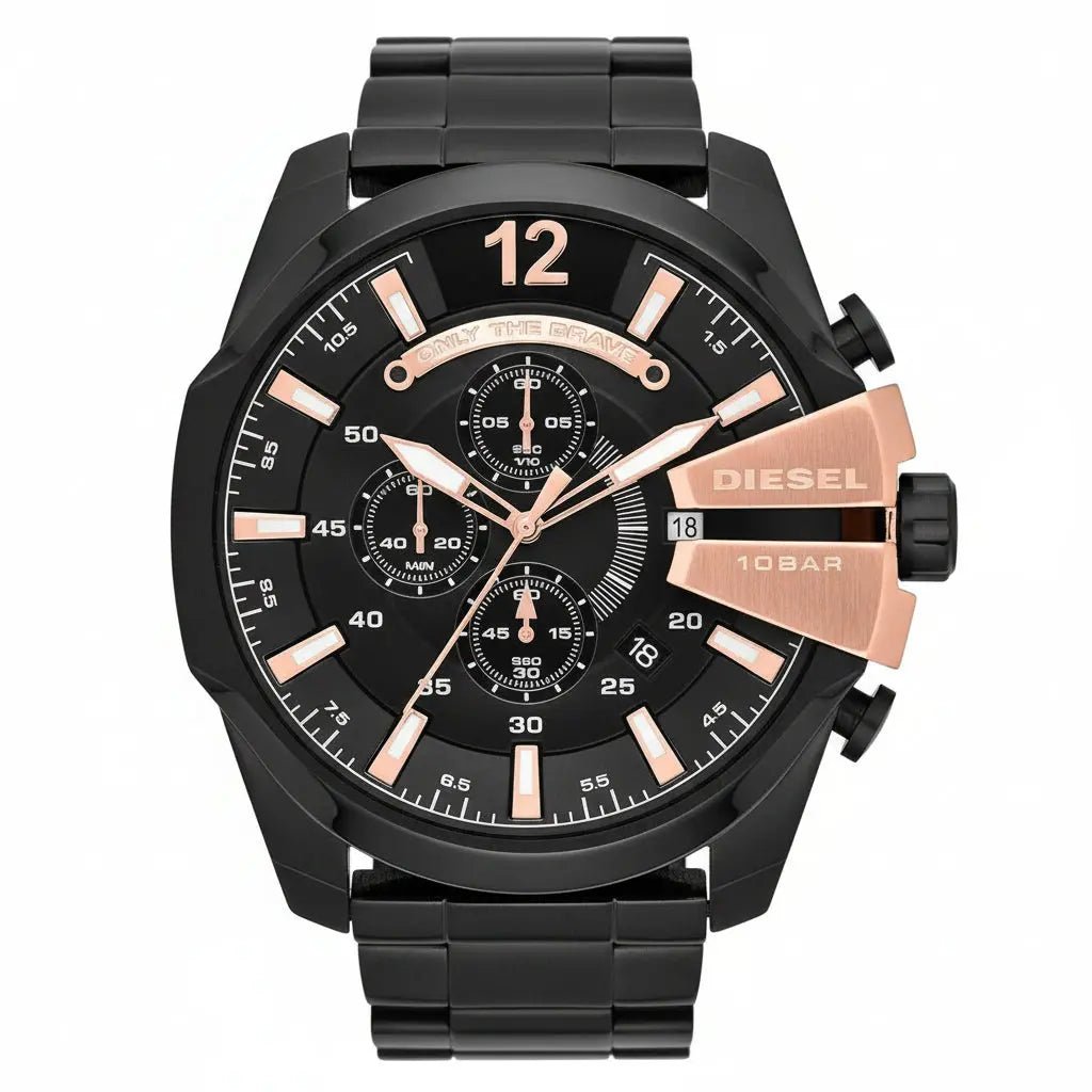 Diesel 10 Bar Chronograph Black Over sized dial Men's Watch - DZ4309 - Ashoka Watch Company