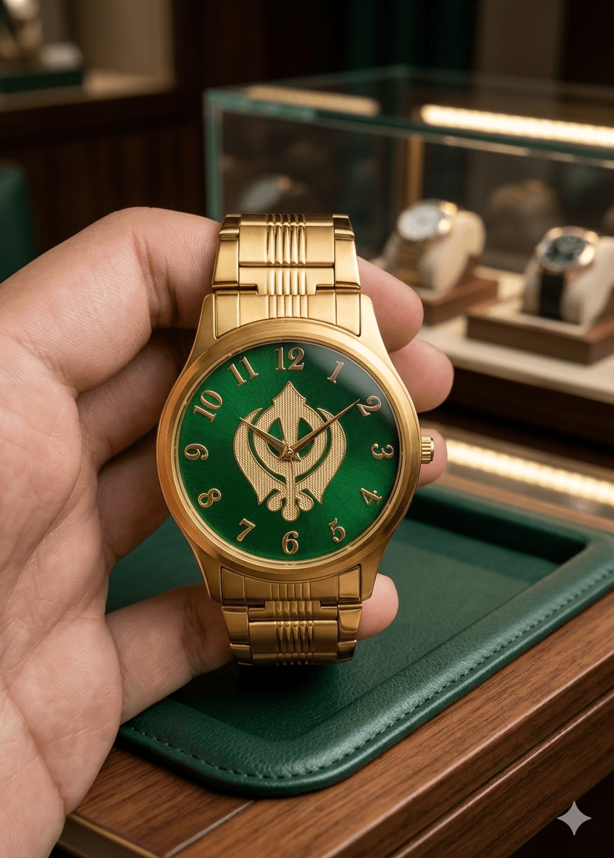 HMT Limited Edition Gold-Tone Khanda Dial Men’s Watch – Silver & Gold Dual Finish - Ashoka Watch Company