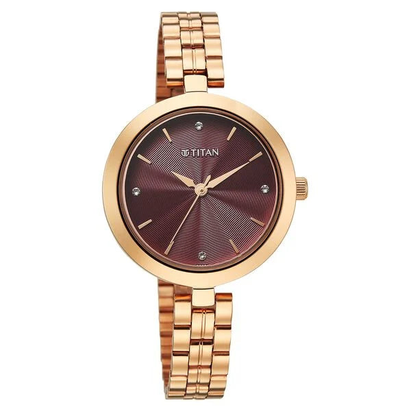 Titan Titan Karishma Quartz Analog Pink Dial Rose Gold Stainless Steel Strap Watch For Women
