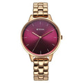 Titan Neo Quartz Analog Maroon Dial Rose Gold Metal Strap Watch For Women