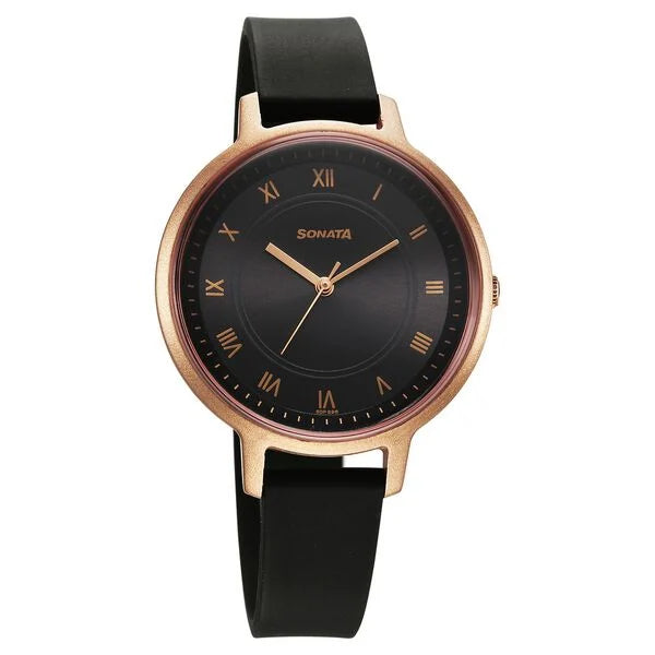 Sonata Splash Quartz Analog Black Dial Plastic Strap Watch for Women