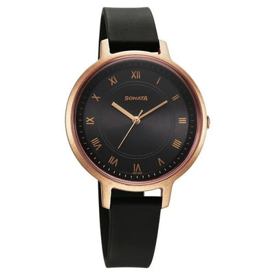 Sonata Splash Quartz Analog Black Dial Plastic Strap Watch for Women