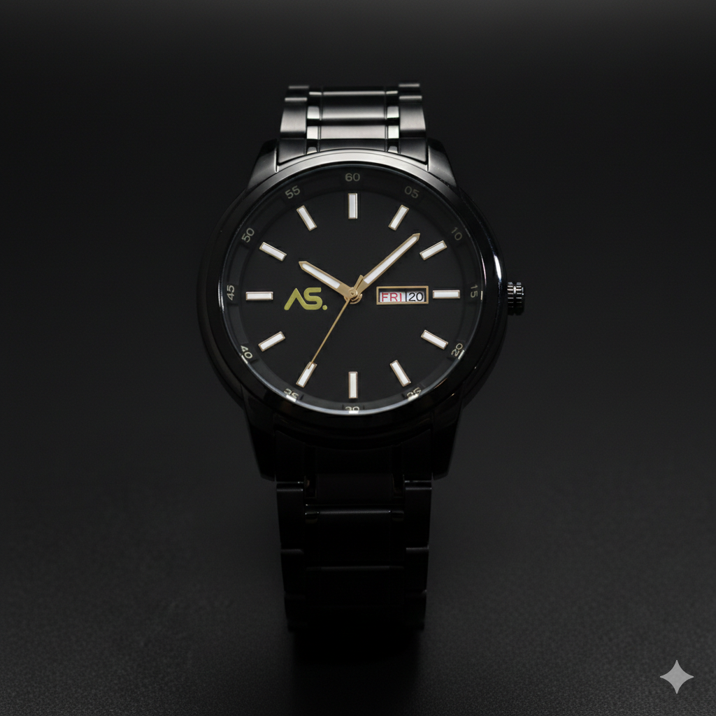 Ashoka "Stealth Executive" – All-Black Minimalist Day-Date Watch Ashoka Watch Company