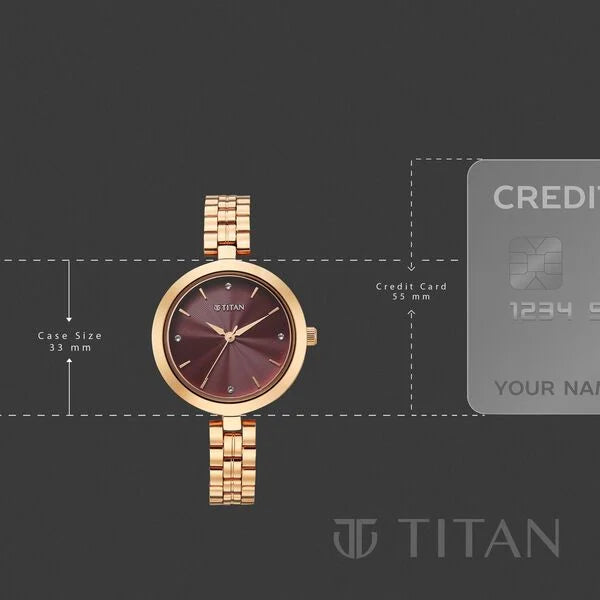 Titan Titan Karishma Quartz Analog Pink Dial Rose Gold Stainless Steel Strap Watch For Women