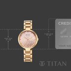 Titan Purple Superheads Quartz Analog Rose Gold Dial Rose Gold Stainless Steel Strap Watch For Women