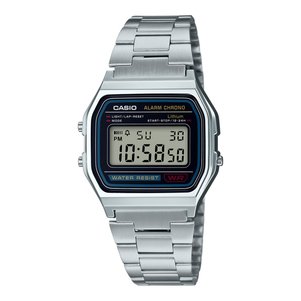 Casio Vintage A-158WA-1Q Digital Grey Dial Unisex Watch Silver Metal Strap (D011)