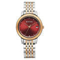Titan Karishma Quartz Analog Red Dial Two Toned Stainless Steel Strap Watch For Women