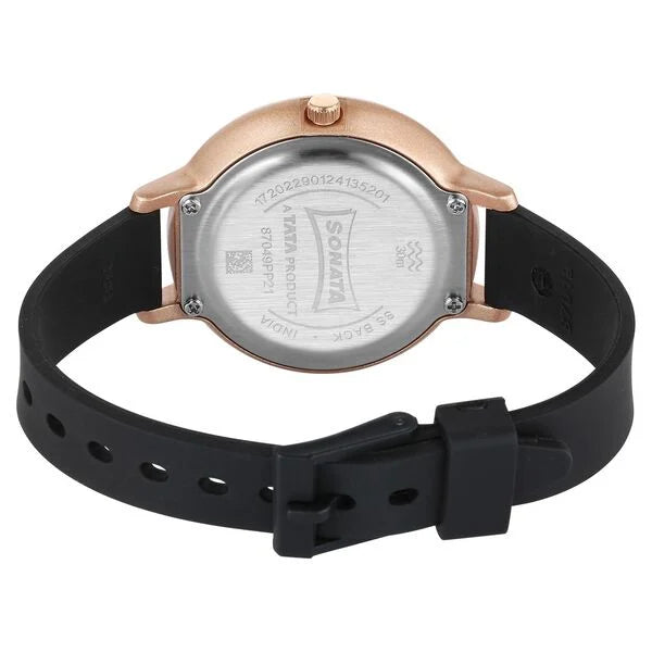 Sonata Splash Quartz Analog Black Dial Plastic Strap Watch for Women