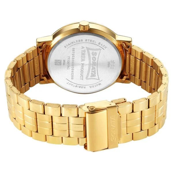 Sonata Utsav Champagne Dial Watch for Men - Ashoka Watch Company